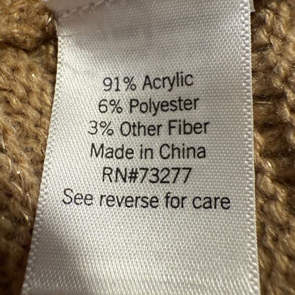 Nine West Brown Oversized Chunky Knit Sweater Women Medium Gold Shimmer Fall - Picture 6 of 8